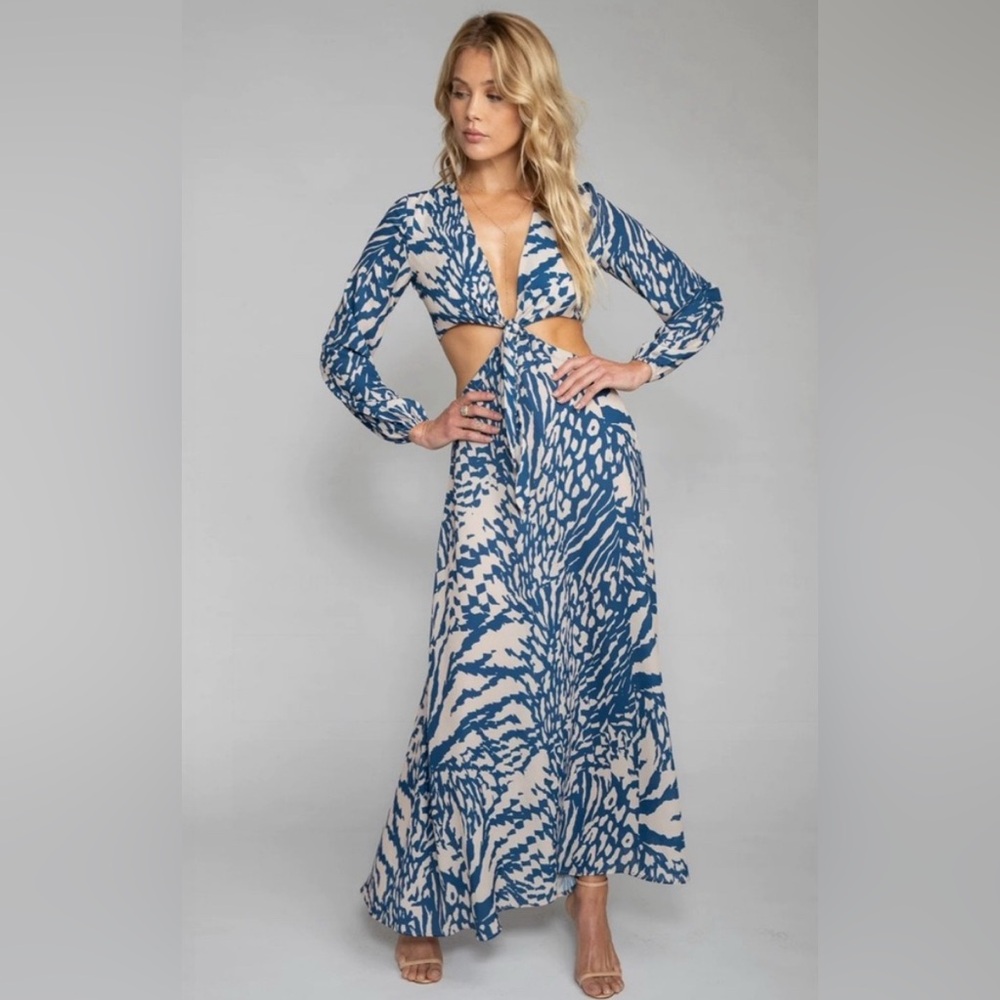 RESA Blue and White Patterned Dress